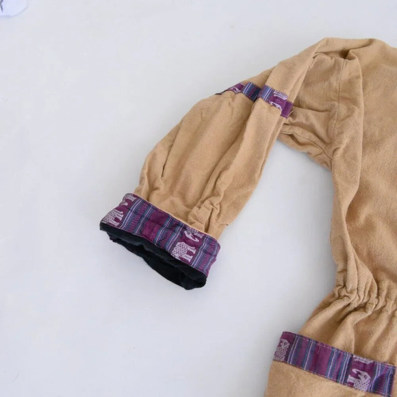 Vintage 90's Handmade Tan & Purple Aztec & Elephant Reversible  Zip Up Jacket M - Picture 9 of 15